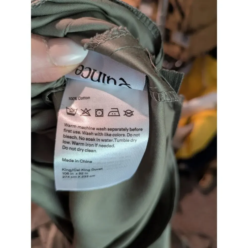 NEW Quince KING Giza Cotton Sateen Duvet Cover Dried Sage Green  NO INSERT/SHAMS